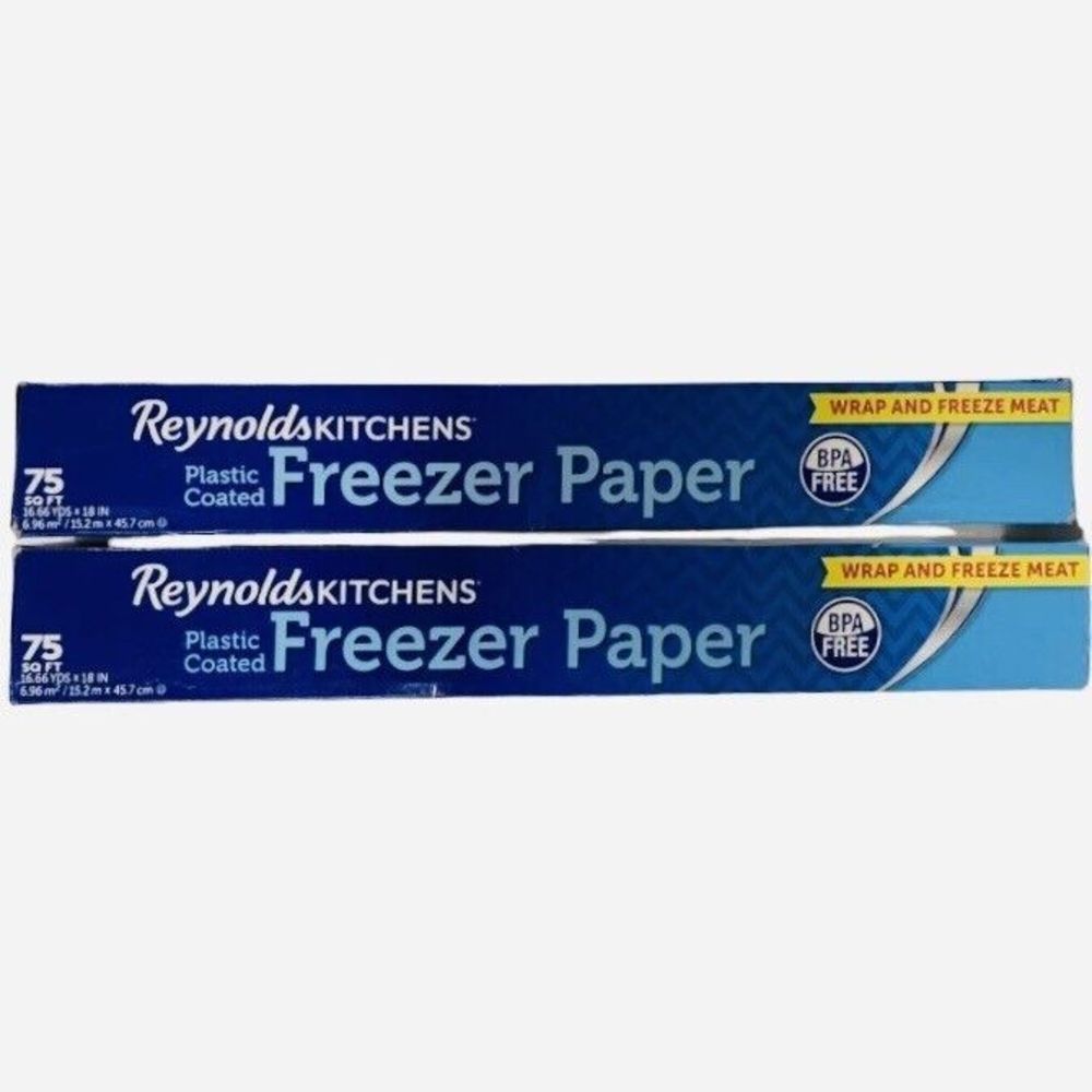 2 PK of Reynolds Kitchens Plastic Coated Freezer Paper BPA Free 75SQ FT 16.66YDS